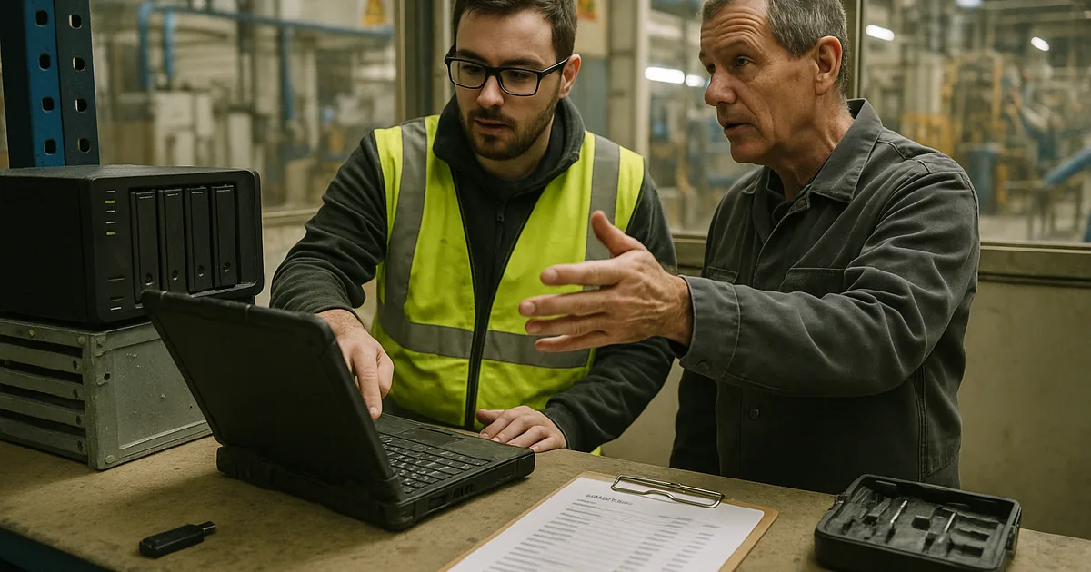 On-site review of backup hardware and checklists establishes hands-on response and proof of control during an encryption incident.