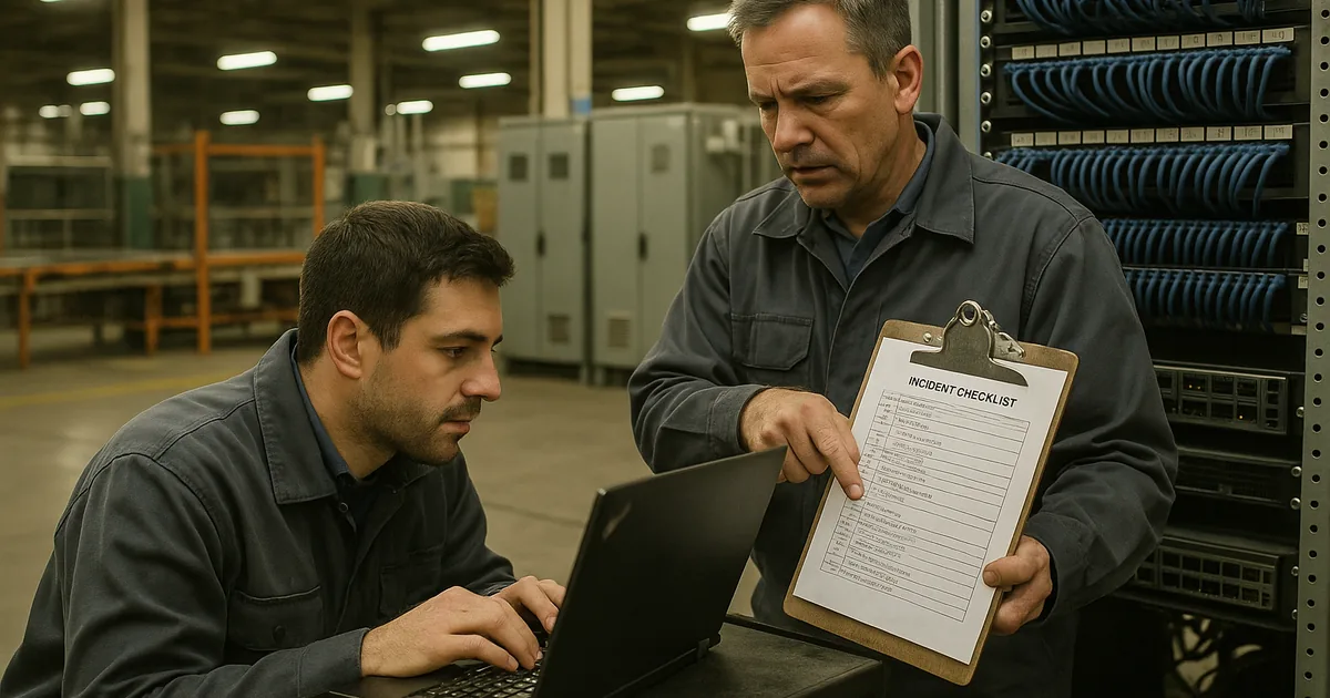 On-site containment and hands-on diagnostics in a plant control room illustrate the immediate recovery and coordination needed after encrypted files are discovered.