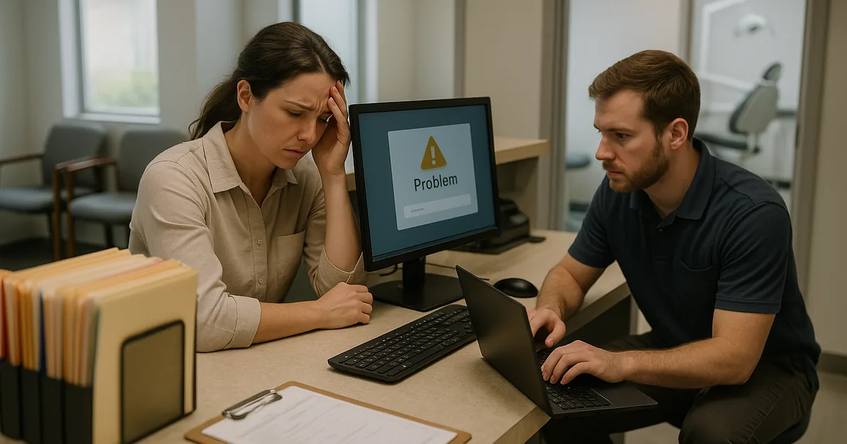 A real login failure at the front desk shows how access problems immediately disrupt scheduling and patient flow.