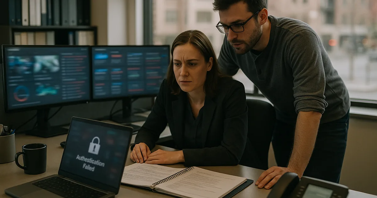 Onsite diagnosis focused on identity alerts and access controls shows how outages often start with credential issues, not just network hardware failures.