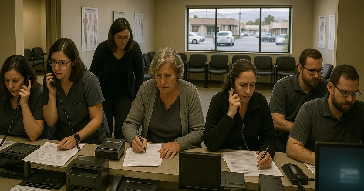 Front-desk staff forced to use paper intake during a system lockout highlights how untested backups become immediate patient-flow problems.