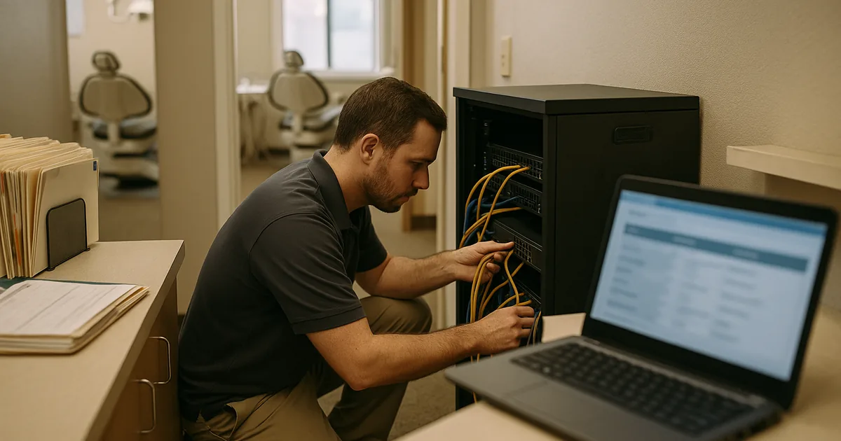 On-site network troubleshooting in a dental practice restores reliable logins and keeps patient flow moving.