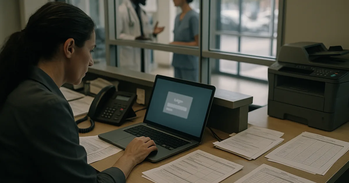 A front‑desk lockout halts patient intake and billing, showing why access failures quickly become operational and compliance problems.