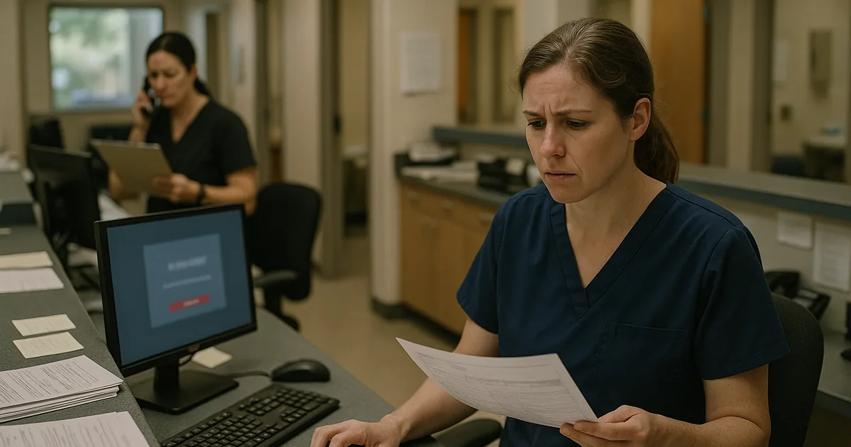 A real clinic front desk paused by a login failure illustrates how day-to-day friction can escalate into a disruptive lockout.