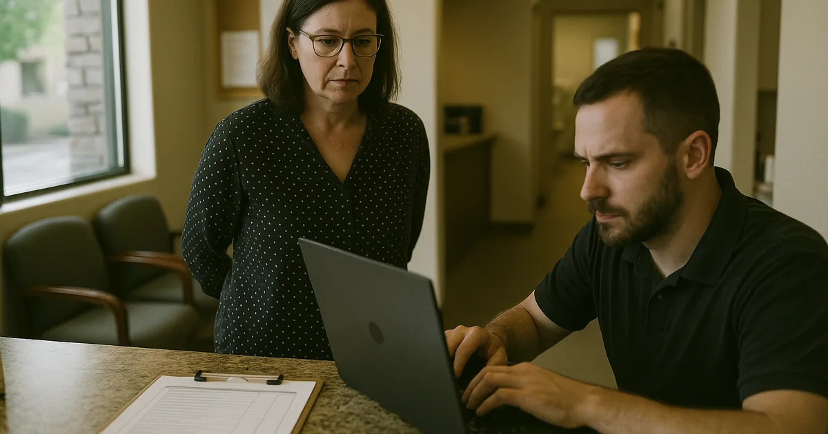 A front-desk recovery check shows how login symptoms often point to untested backup and restore gaps that interrupt patient flow.