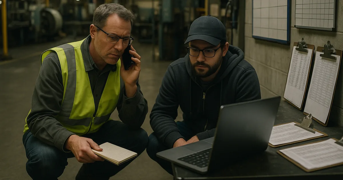 On-site coordination between plant staff and an IT responder shows how vendor handoffs and unclear ownership freeze production during an encryption event.
