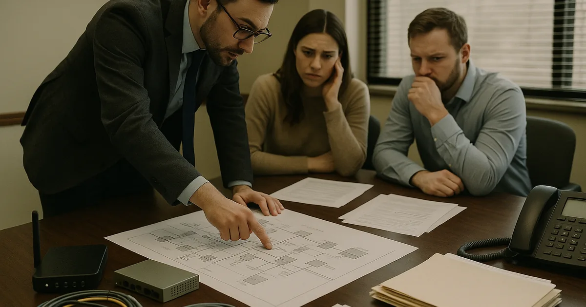 An on-site technical review with a clear network diagram and vendor paperwork helps establish a single accountable owner during an outage.