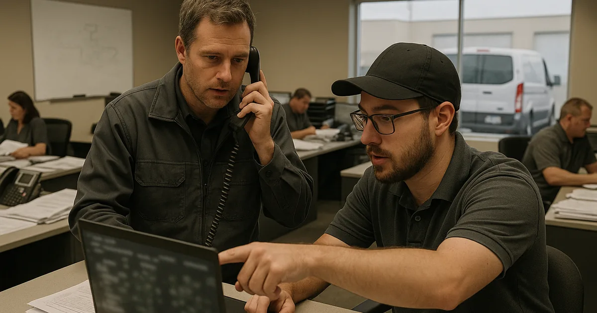 A real-time coordination moment on the dispatch floor captures how vendor confusion and unclear ownership pause operations until escalation is defined.