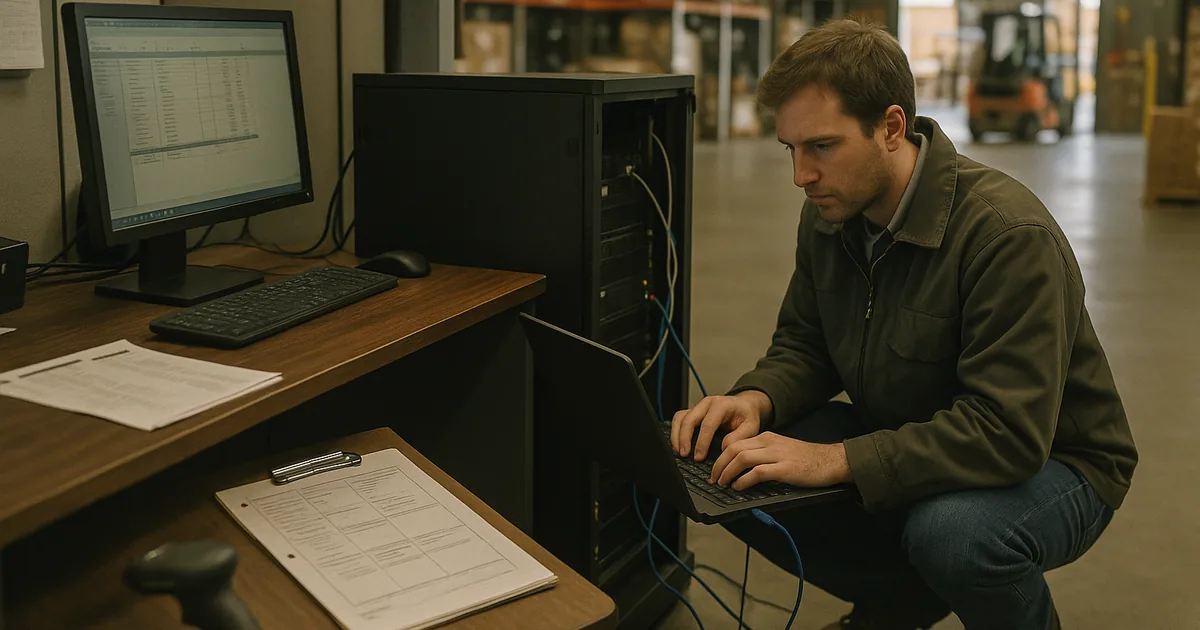On-site troubleshooting at a South Meadows distribution hub illustrates how legacy servers can stop dispatch, receiving, and billing.