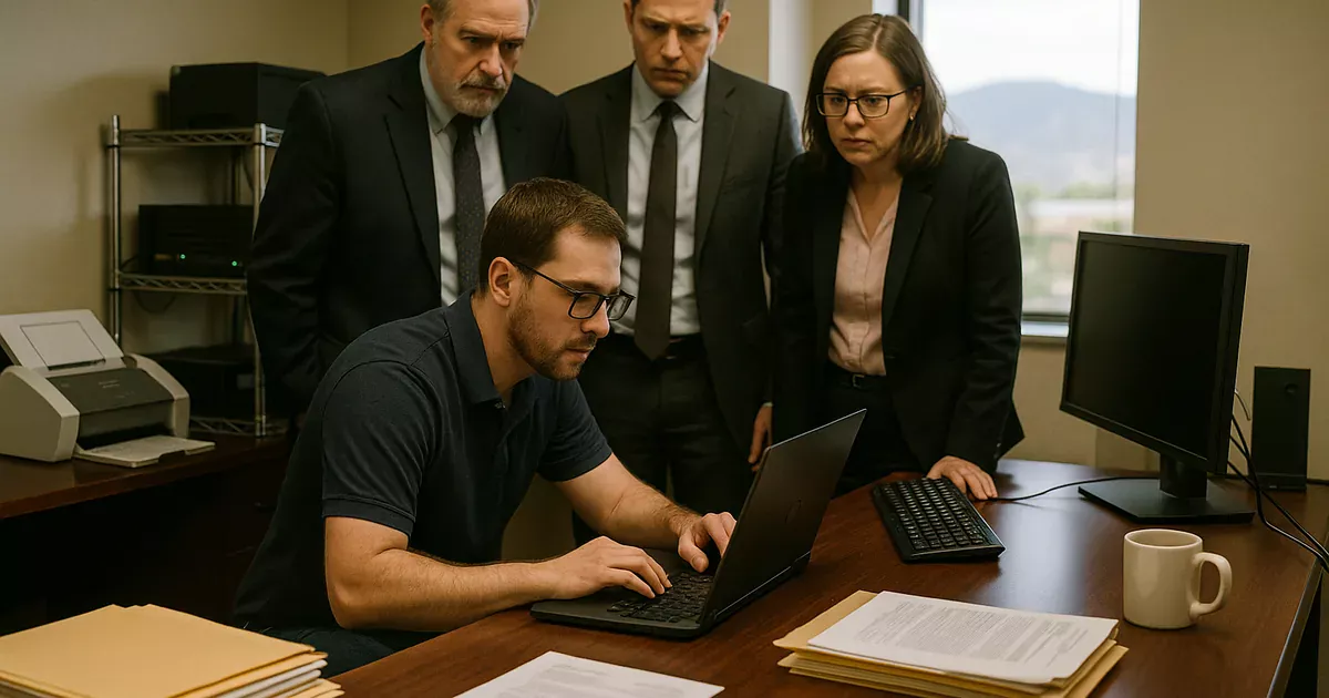 An on-site troubleshooting moment that highlights how daily friction can escalate into multi-hour disruptions in a law office.
