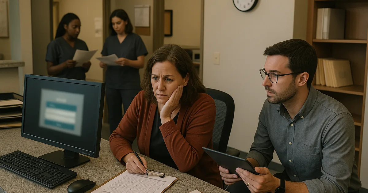 A consultant troubleshooting a front-desk lockout shows how access problems translate directly into lost intake and billing time.