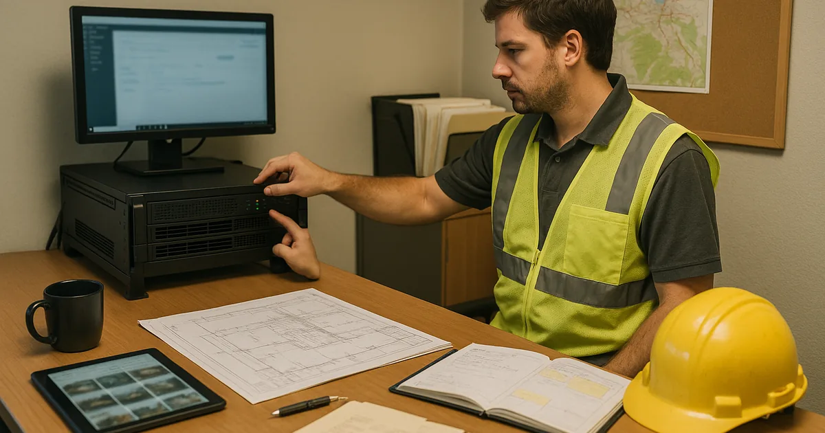 A technician runs a practical restore validation in a contractor office to demonstrate that backup copies alone do not guarantee recoverable systems.