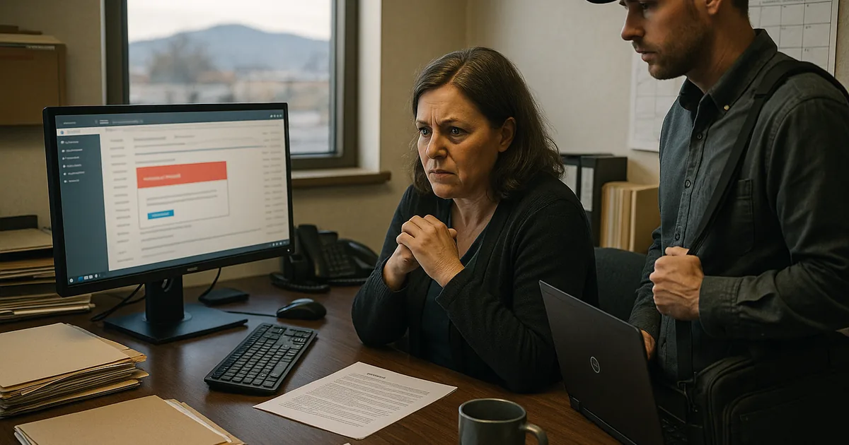 An on-site response shows how a single compromised account can immediately interrupt mail and document access and trigger recovery procedures.