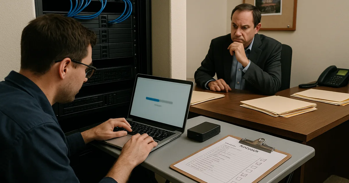 An on-site restore validation in a law office demonstrates the practical steps needed to turn backup copies into proven recovery capability.