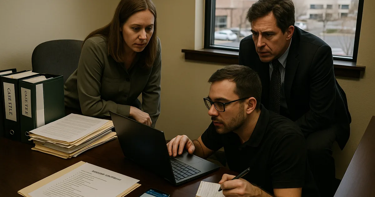 A technician and office staff review system access and notes to find identity-based causes of an outage.
