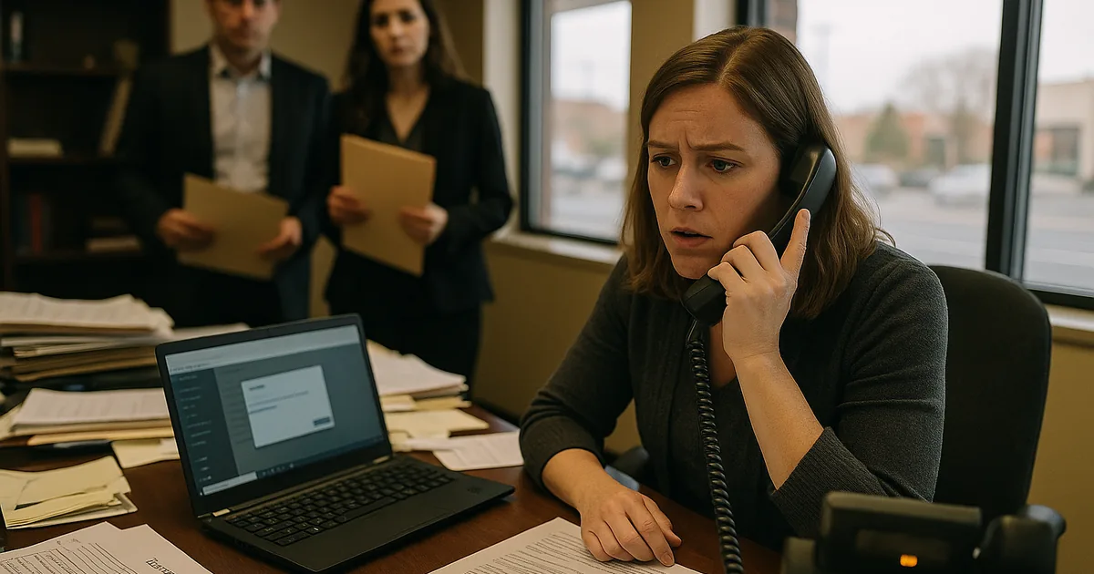 A real outage moment showing how unclear ownership and vendor handoffs delay recovery in a law office.