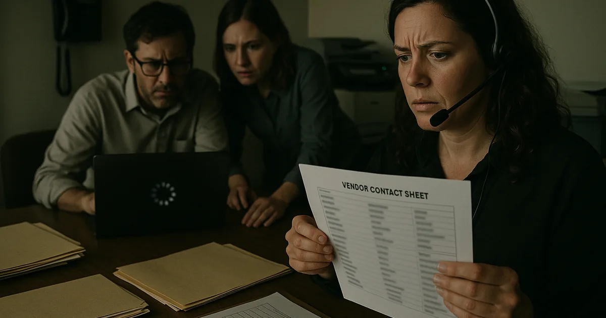 An operational outage in a small law office often surfaces as phone, document access, and copier interruptions while staff try to identify the responsible vendor.